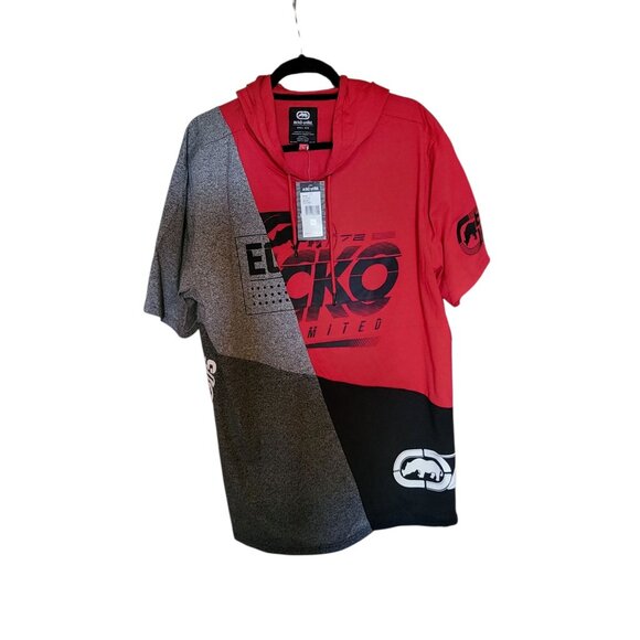 Ecko Hoodie Mens XLarge Rhino Logo Black Red Grey Colorblock NWT - Picture 5 of 8